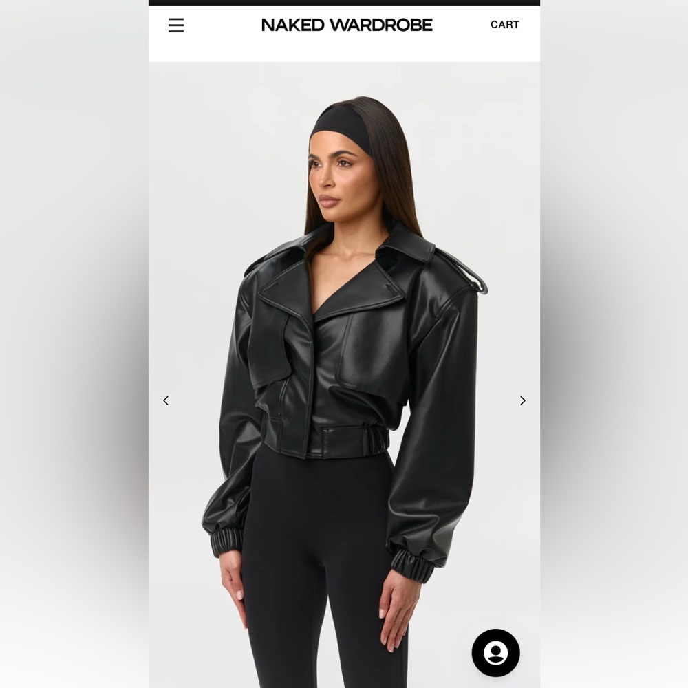 naked wardrobe Black Faux Leather Cropped Moto Jacket